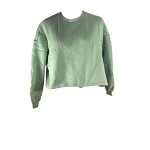 𝅺CALI BE Light Green Cropped Cinch Long Sleeve Sweatshirt Crewneck Size M